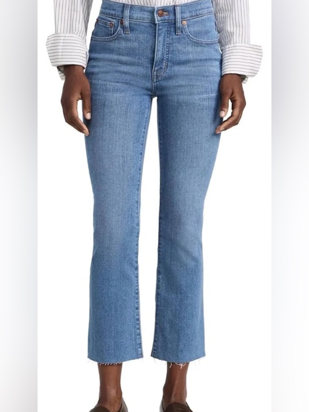 Madewell Classic Blue Cropped Kick Flare Jeans